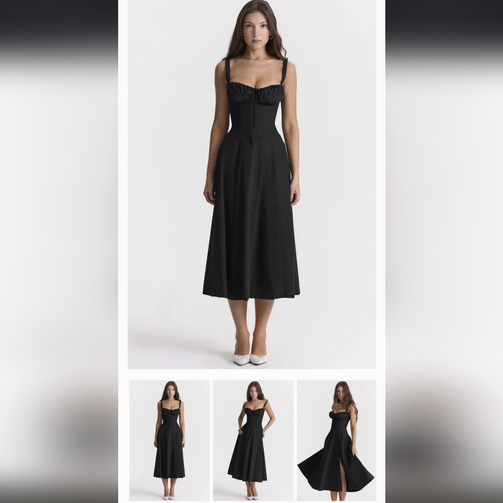 Black bustier midriff waist shaper dress